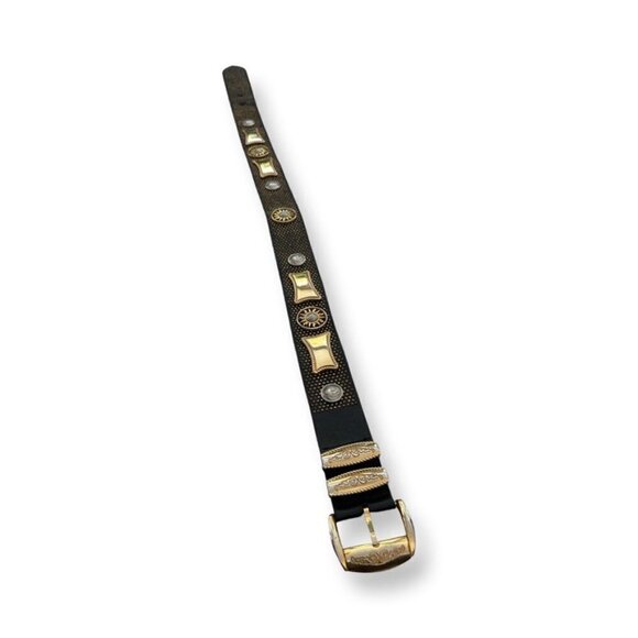 Gianni Versace retro black leather gold details leather belt size  75/30 main image 6
